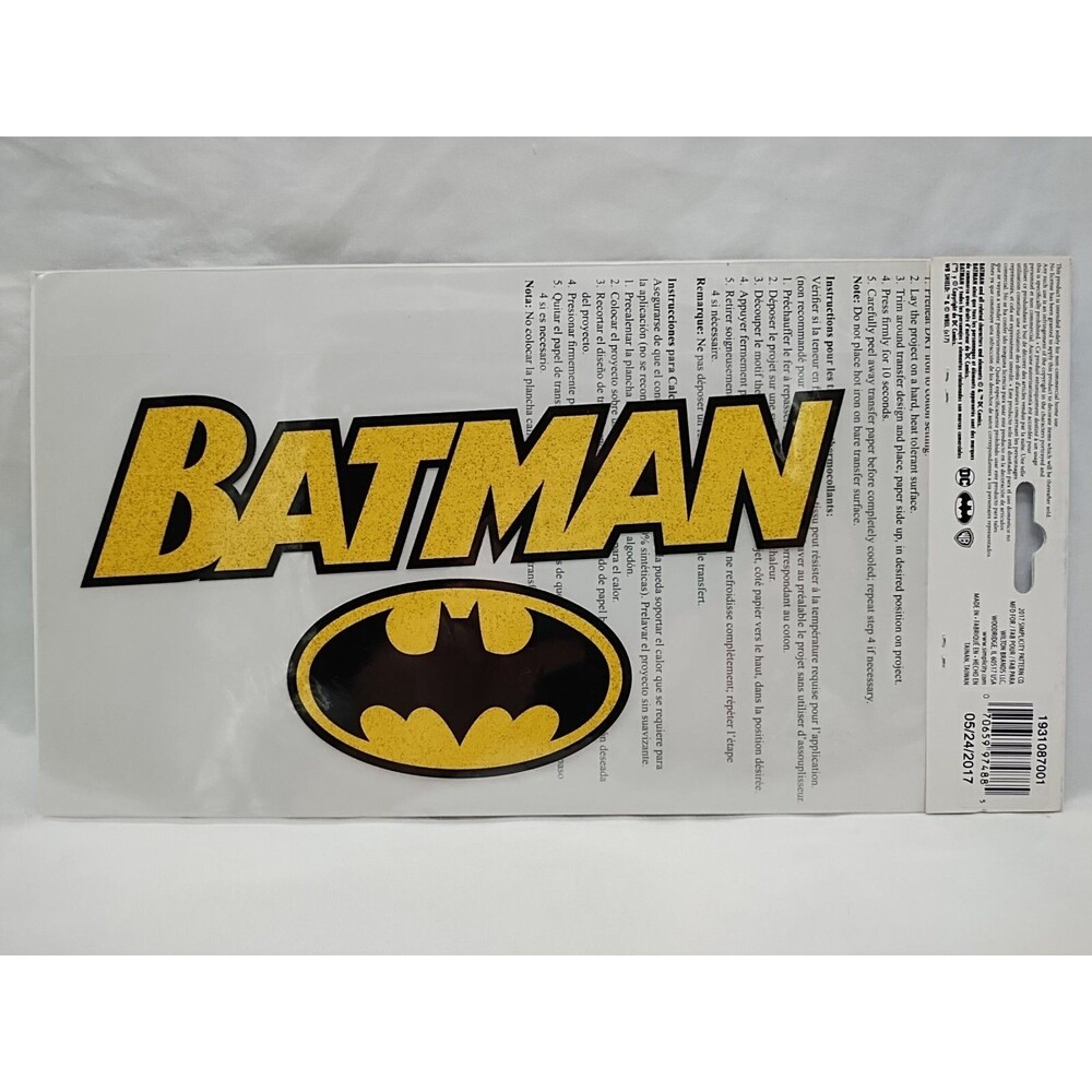 DC Comics Batman Glitter Iron-On Transfer 8" X 4"